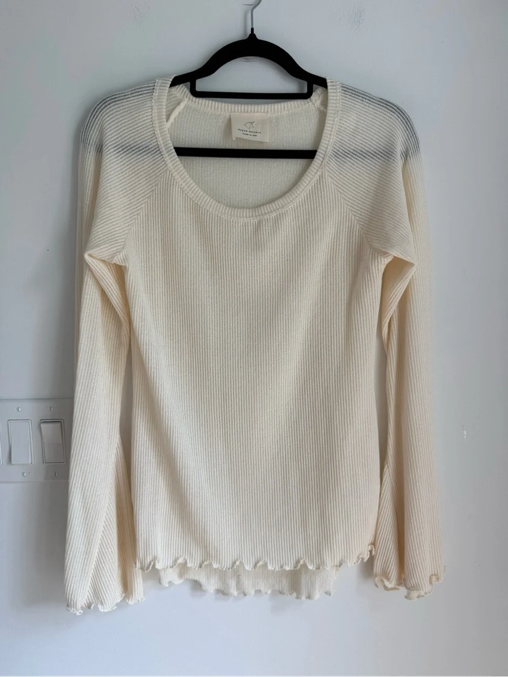 Hyped Unicorn Lone Sleeve Tunic Top High Low Semi Sheer Made in USA Women's L